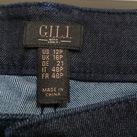 G.I.L.I. Wide Split Leg Denim Pants Jeans Womens 12P stretch Comfort Western - Picture 8 of 15